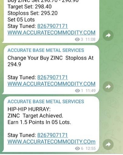 Superb ZINC Target Hit By Accurate Commodity Top MCX Advisory Get Free Zinc Tips With Www.accuratecommodity.com