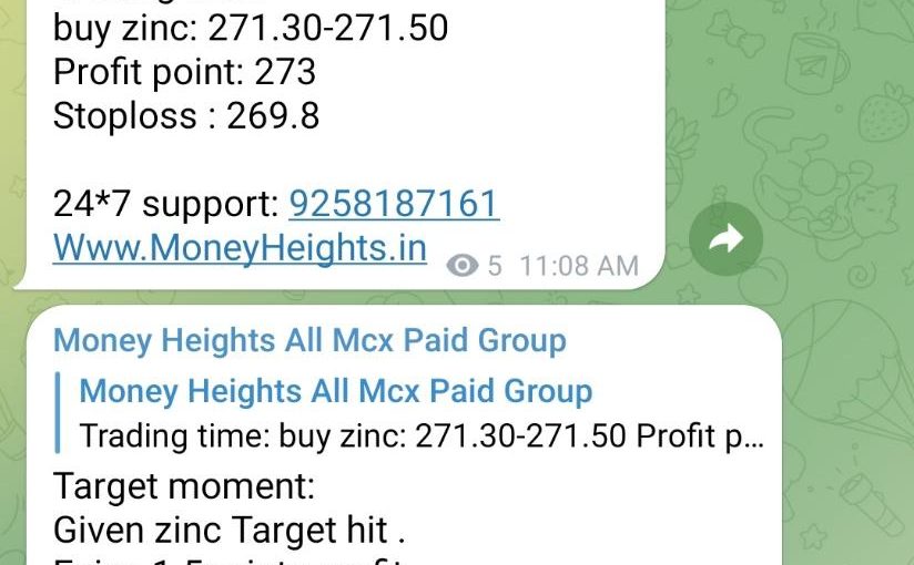 Great Zinc !! 1.5 Points Target Call Hit By MoneyHeights ,Get More Profitable Calls Contact With Us www.moneyheights.in