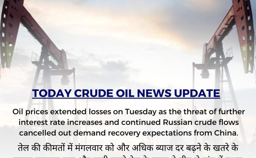 TODAY CRUDE OIL NEWS UPDATE BY REALCOMMODITY.COM C/W DEEPTI SHARMA 7217567344
