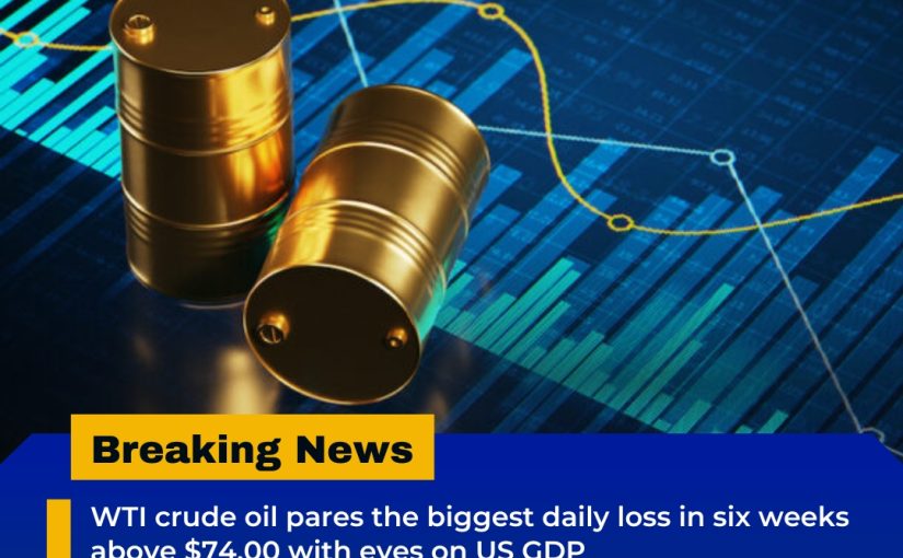 WTI crude oil pares the biggest daily loss in six weeks above $74.00 with eyes on US GDP UPDATE BY www.btslevelcommodity.com [CALL: 9258580698]