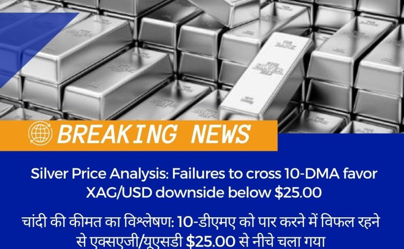 Silver Price Analysis: Failures to cross 10-DMA favor XAG/USD downside below $25.00 UPDATE BY www.rapidfxsignals.com [CALL US: 7417455122]